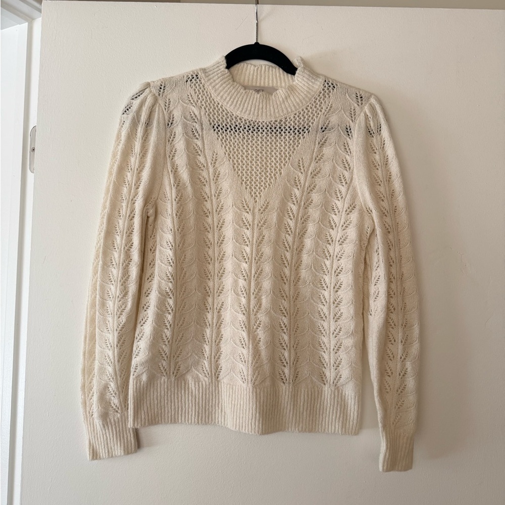 LOFT Cream Cowl Neck Sweater